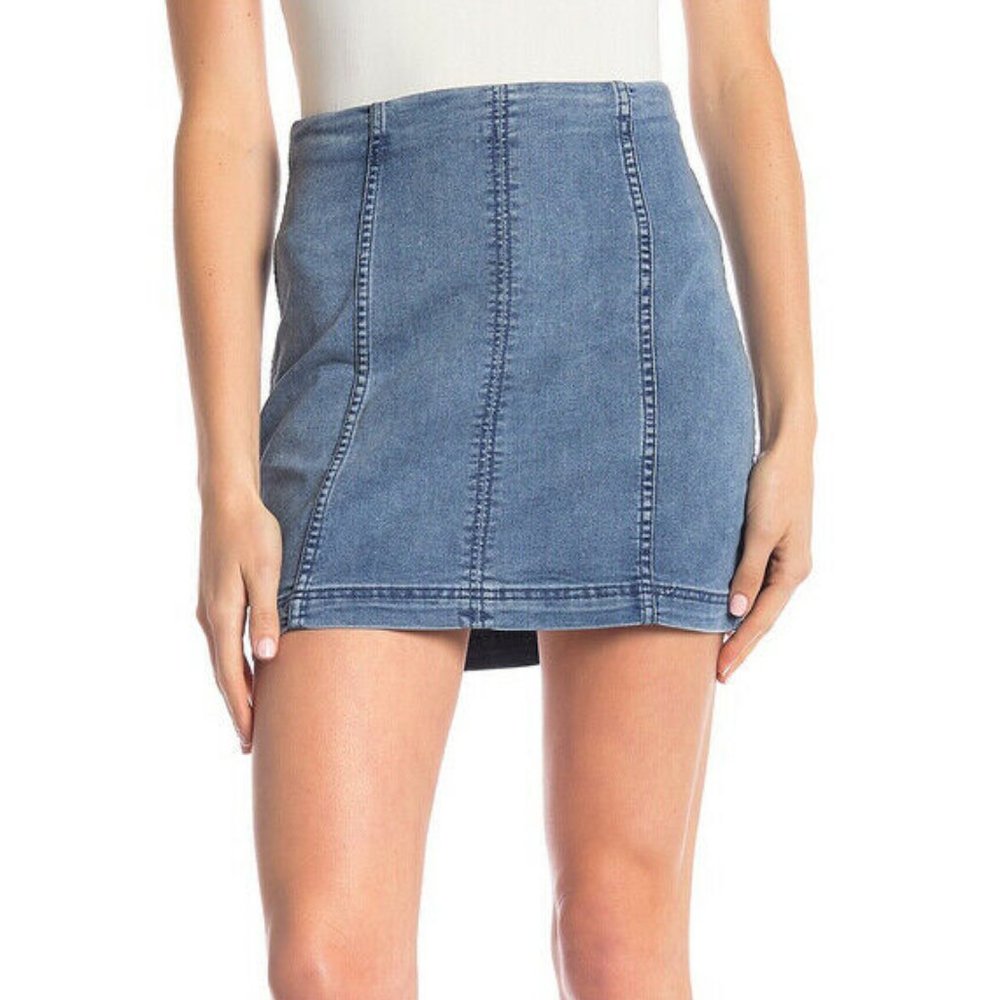 Free People Modern Femme Denim Stretch Skirt - 12